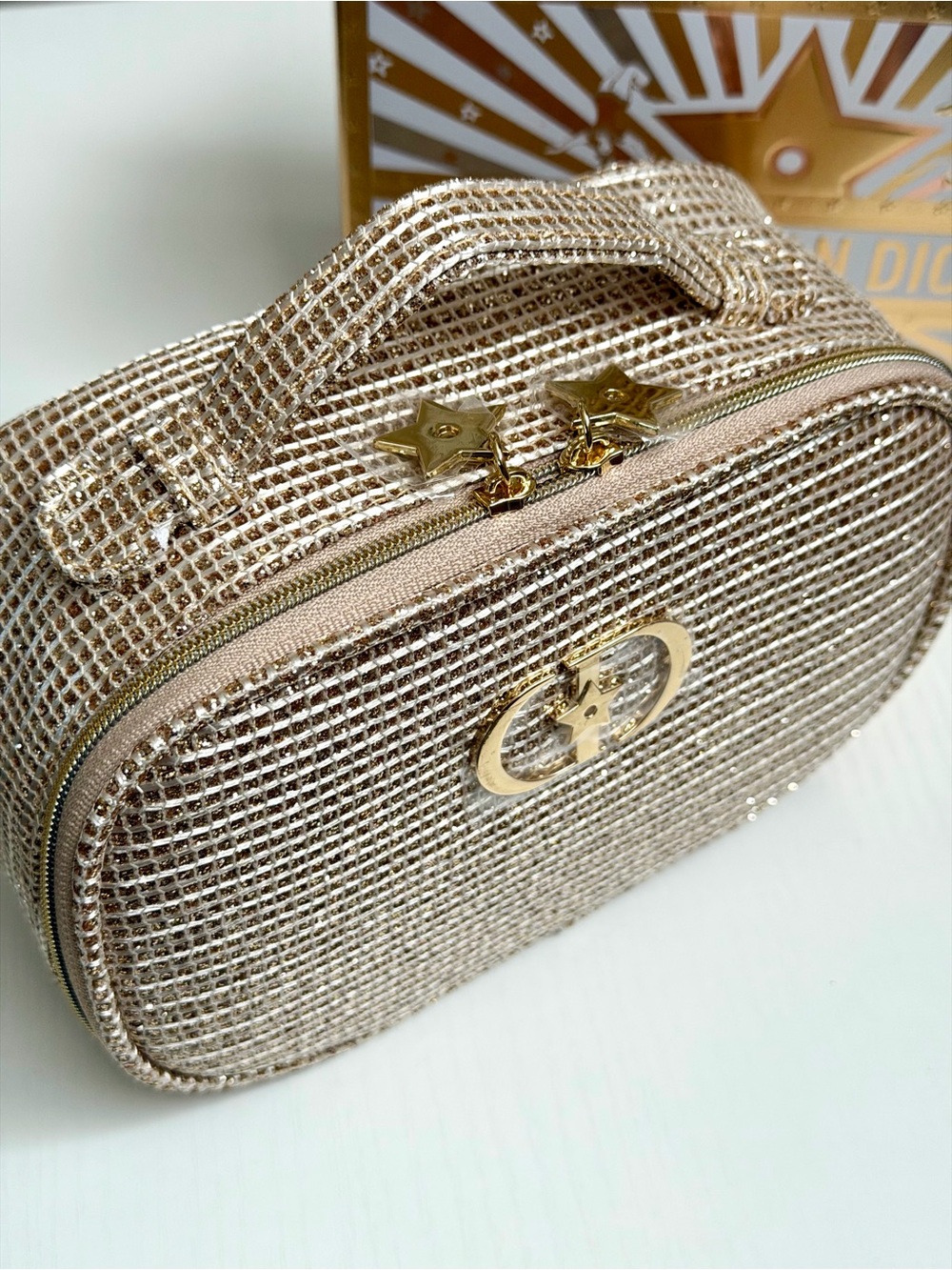 Woven Metallic Gold Top-Handle Women’s Bag - Picture 3 of 6